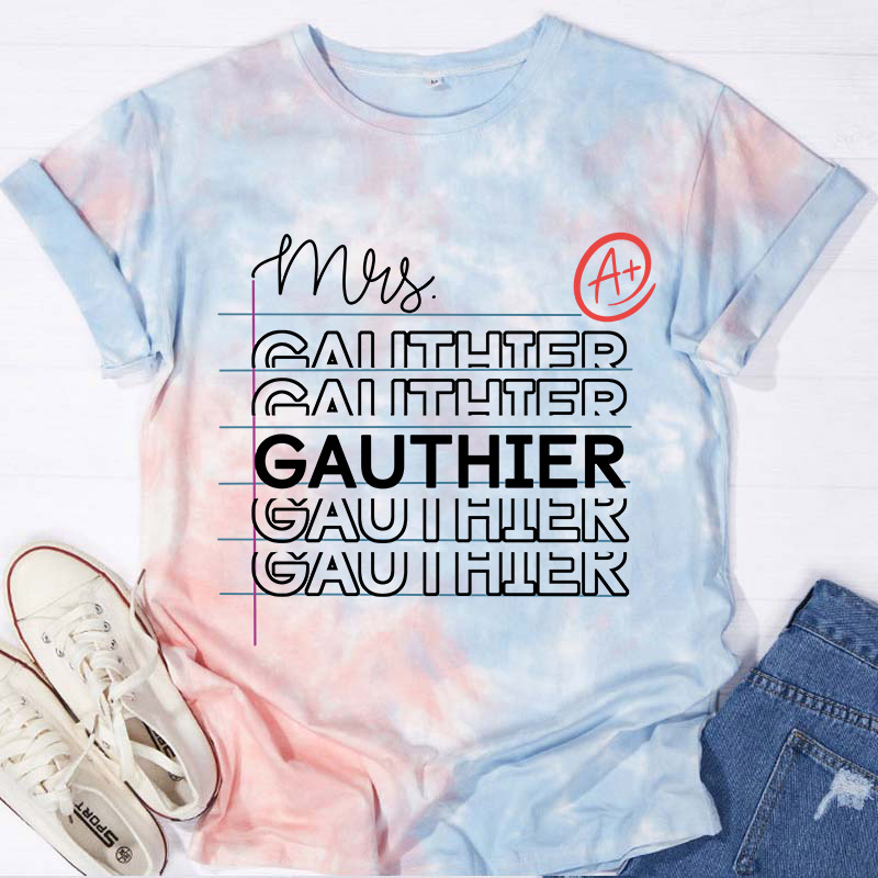 Personalized Teacher Name Tie-dye T-Shirt