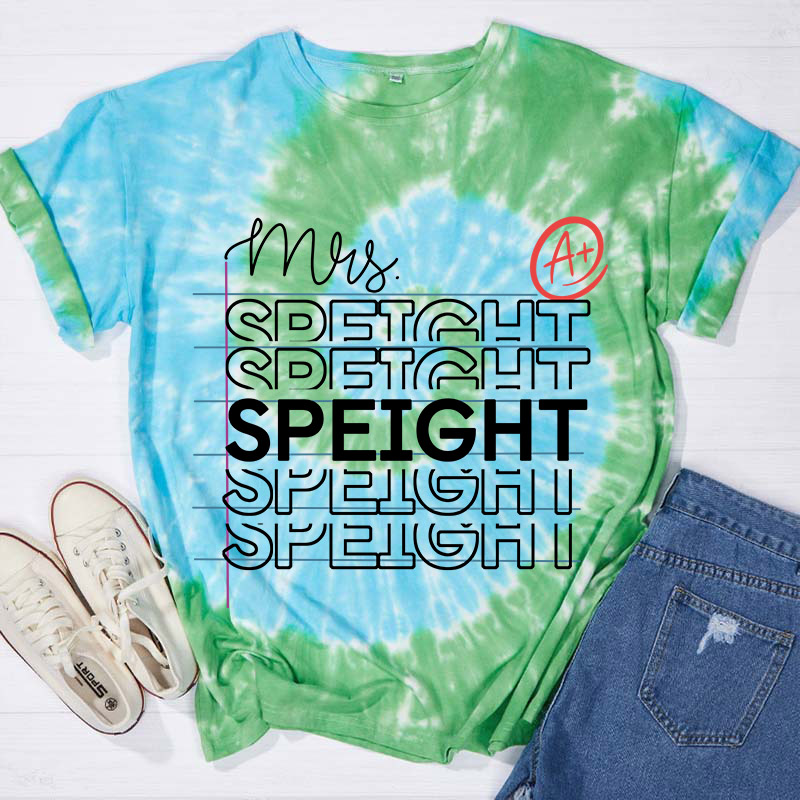 Personalized Teacher Name Tie-dye T-Shirt