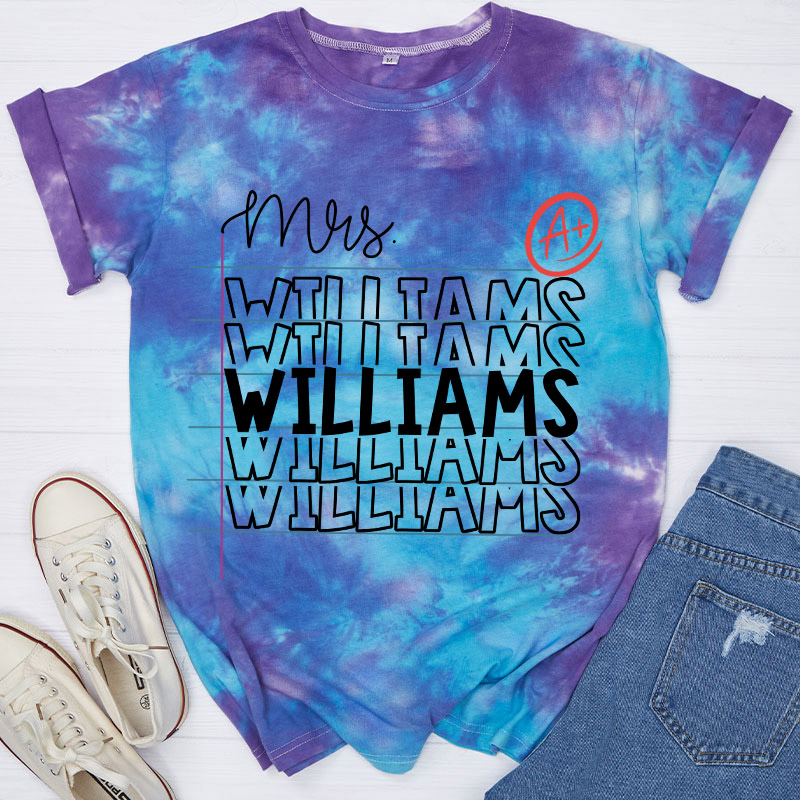 Personalized Teacher Name Tie-dye T-Shirt