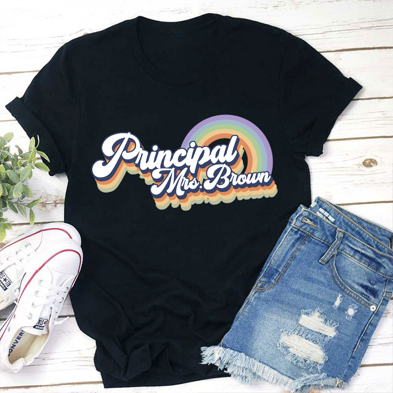 Personalized Name Teacher Rainbow Teacher T-Shirt