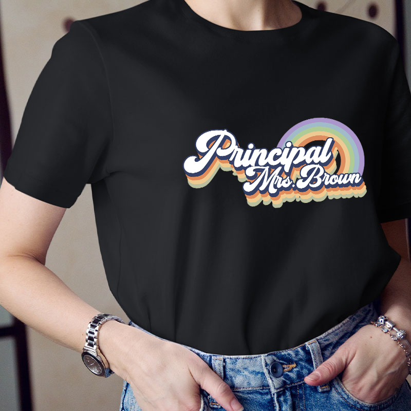 Personalized Name Teacher Rainbow Teacher T-Shirt