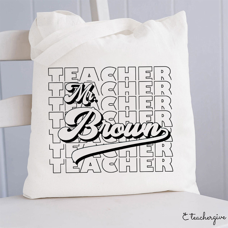 TS08774 Personalized Name And Position Simple Teacher Tote Bag