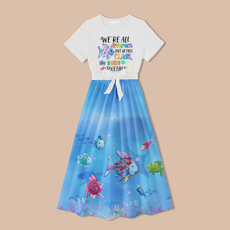 We're All Different But In This School We Swim Together Teacher One Piece Dress