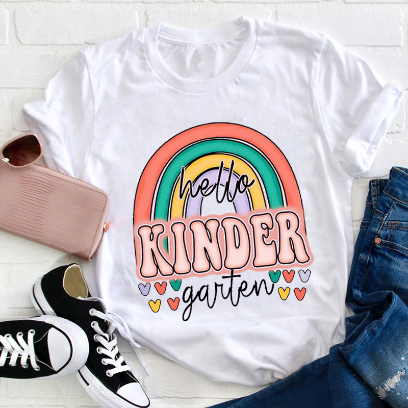 Personalized Hello Rainbow Teacher T-Shirt