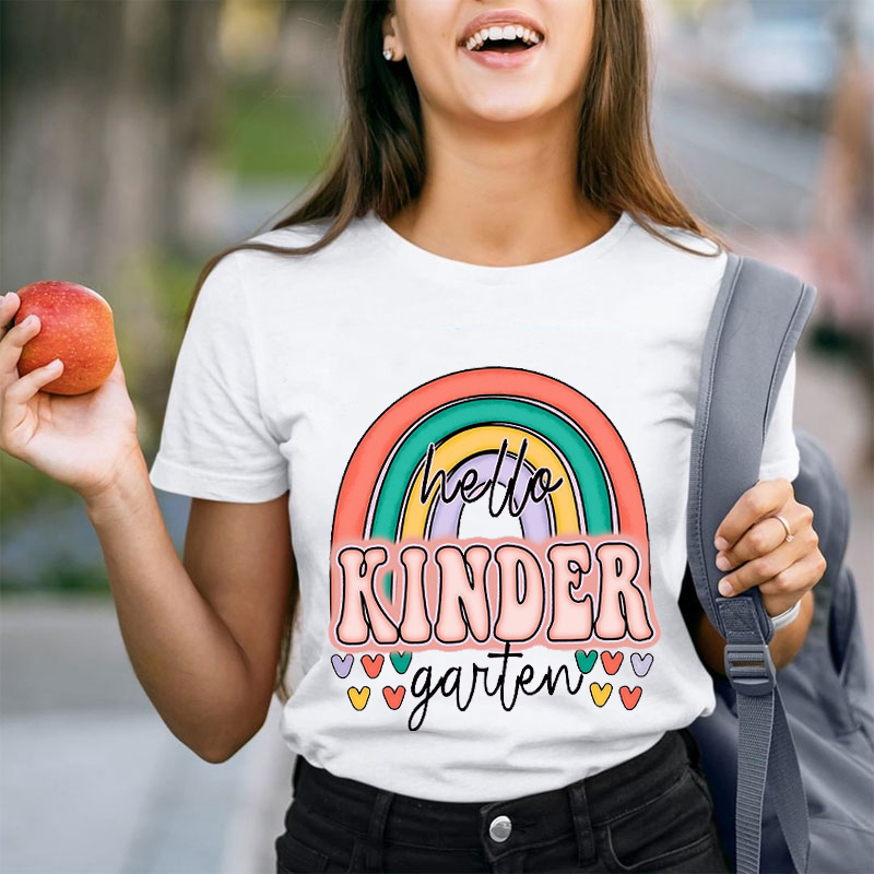 Personalized Hello Rainbow Teacher T-Shirt