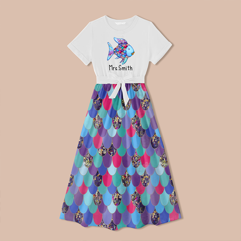 Personalized Name The Rainbow Fish Teacher One Piece Dress