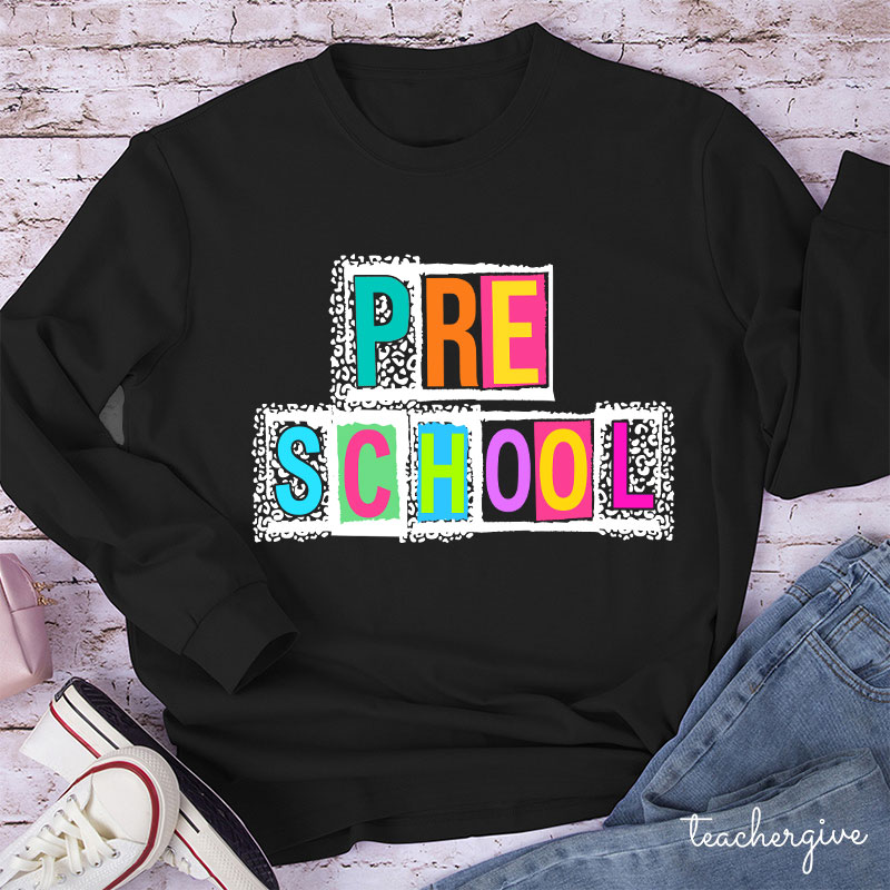 Personalized Black Panther Print Color Letters Teacher Long Sleeve T-Shirt