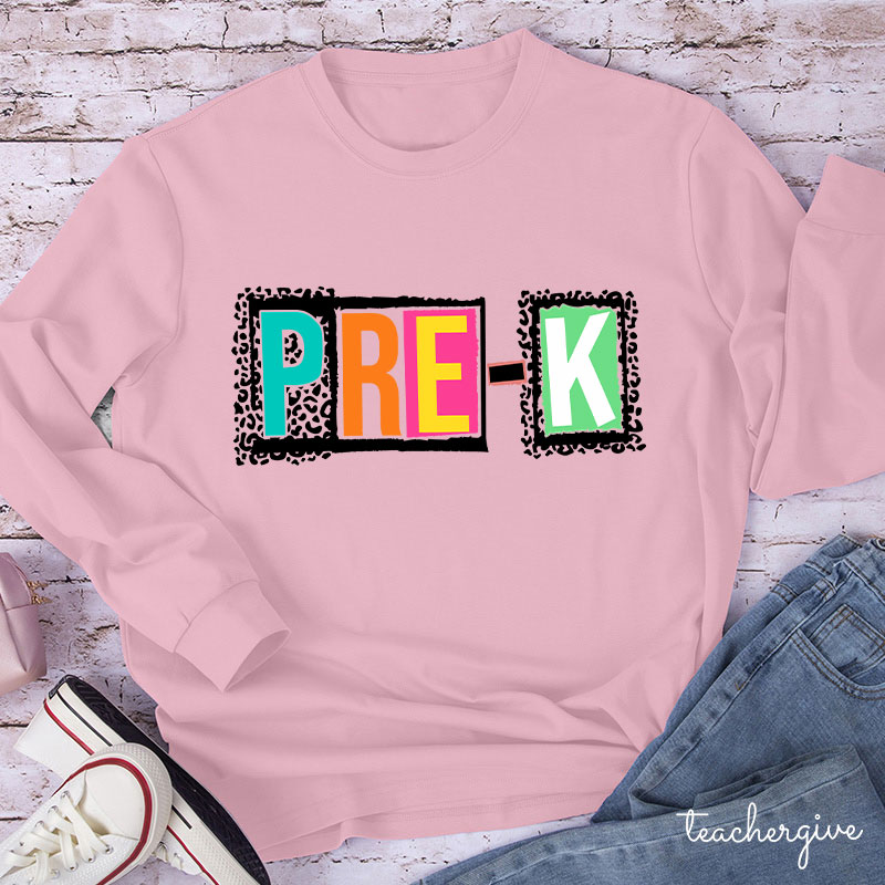 Personalized Black Panther Print Color Letters Teacher Long Sleeve T-Shirt