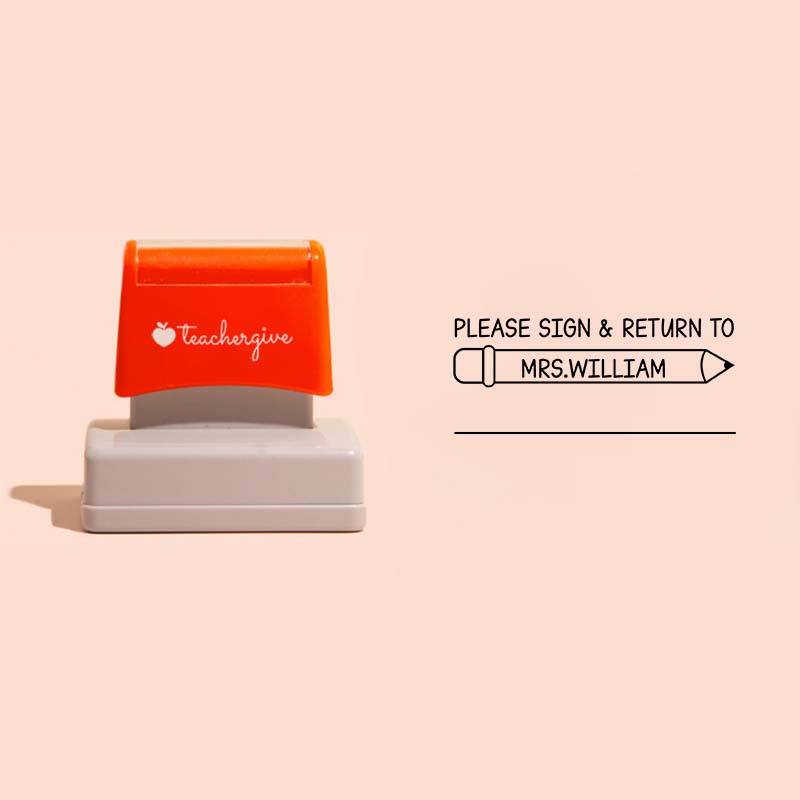 Personalized Please Sign Return To Teacher Rectangle Stamp