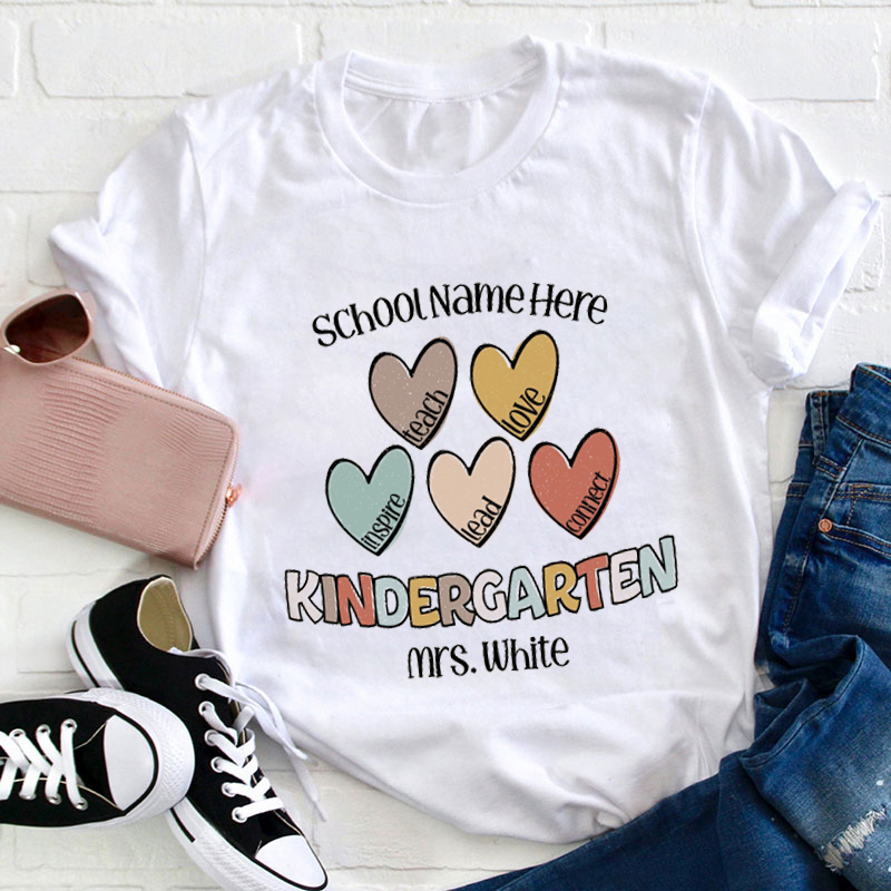 Personalized Teach Love Inspire Connect Teacher T-Shirt