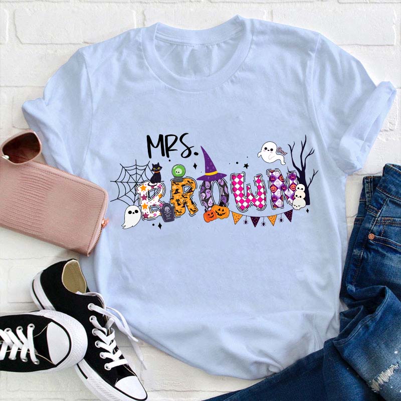 Personalized Name Happy Halloween Teacher T-Shirt