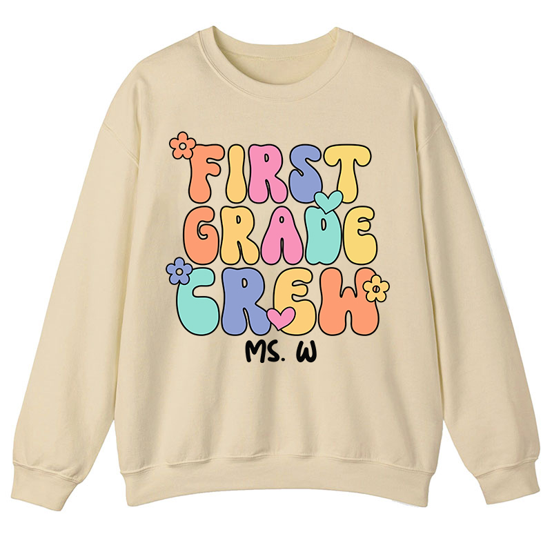 Personalized Grade And Name Crew Teacher Sweatshirt