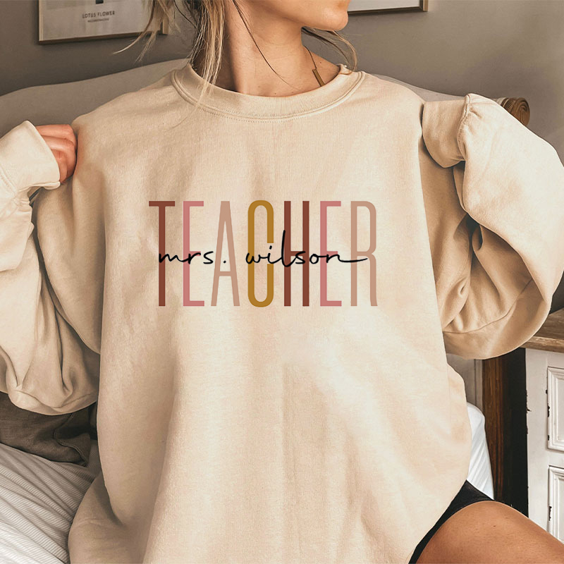 Personalized Name Simple Teacher Sweatshirt