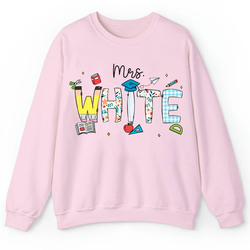 Personalized Name Cartoon Stationery Teacher Sweatshirt