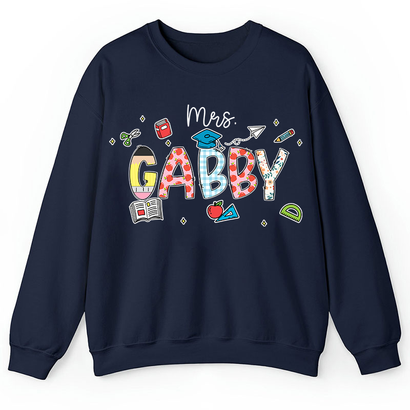 Personalized Name Cartoon Stationery Teacher Sweatshirt