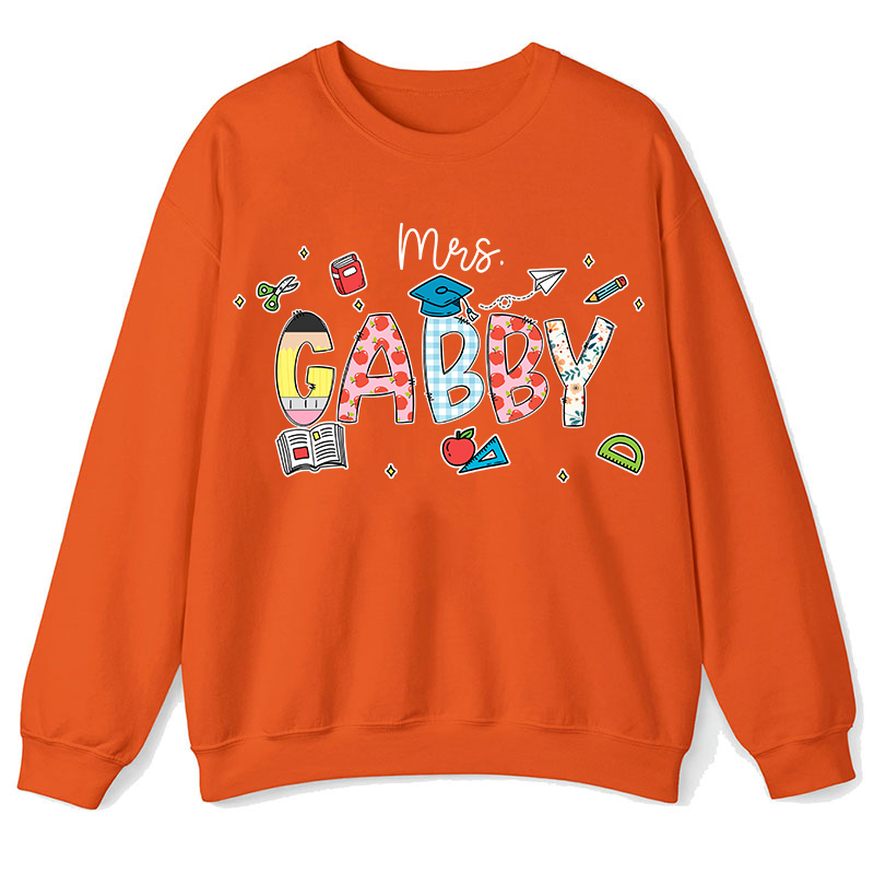 Personalized Name Cartoon Stationery Teacher Sweatshirt