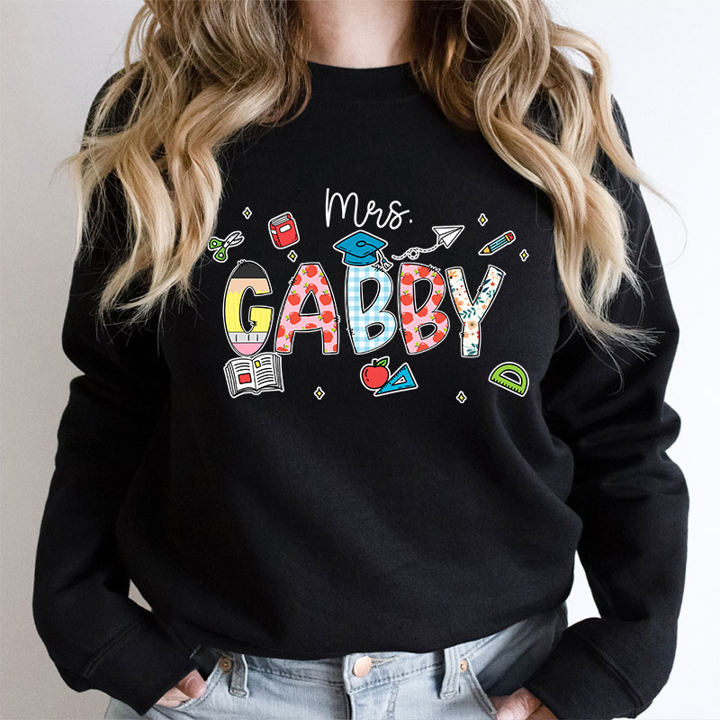 Personalized Name Cartoon Stationery Teacher Sweatshirt