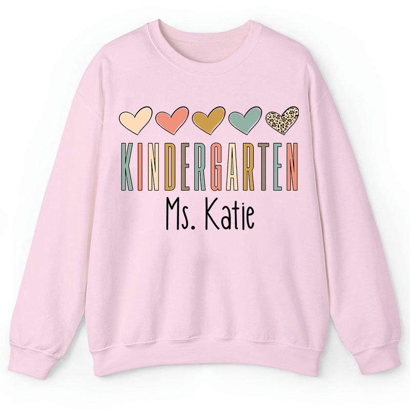 Personalized Name Colorful Heart Teacher Sweatshirt
