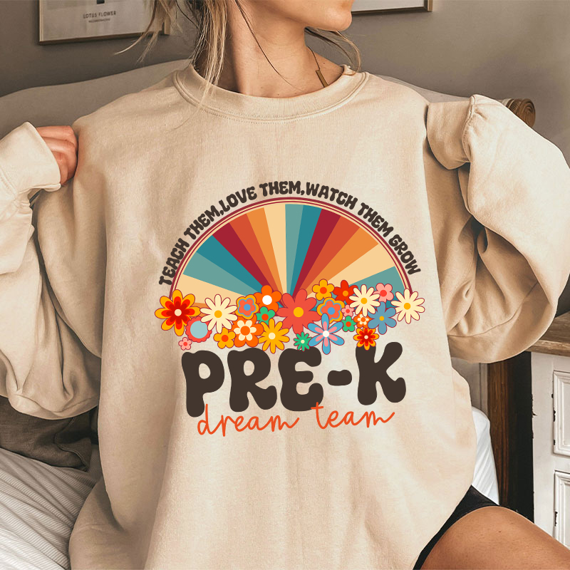 Personalized Teach Love Watch Them Grow Teacher Sweatshirt