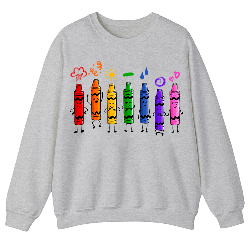 Mood Color Crayons Teacher Sweatshirt