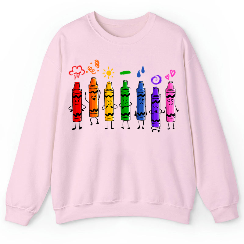 Mood Color Crayons Teacher Sweatshirt