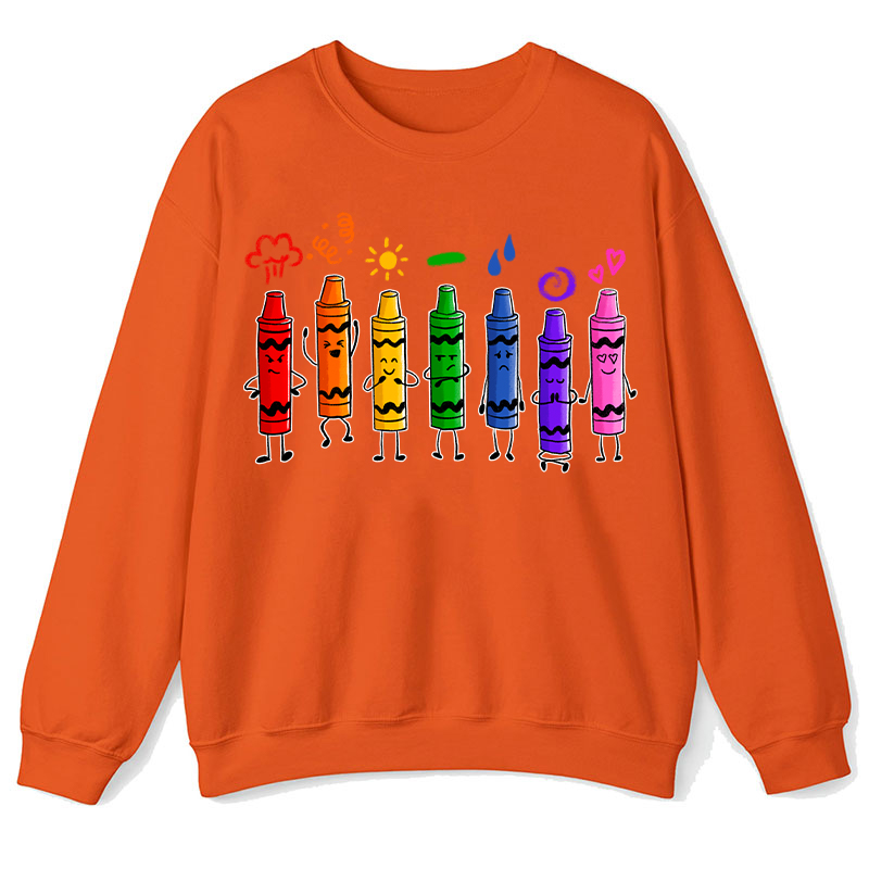 Mood Color Crayons Teacher Sweatshirt