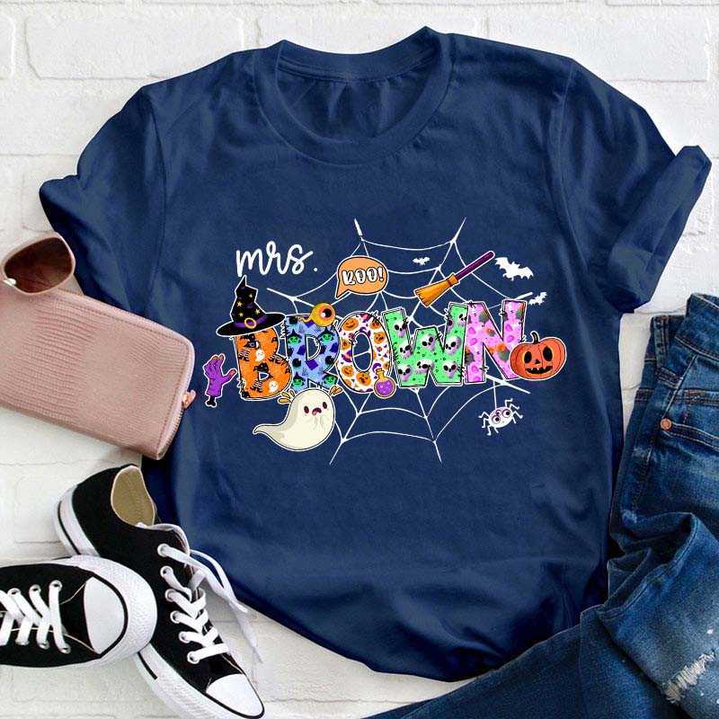 Personalized Name Halloween Crew Teacher T-Shirt