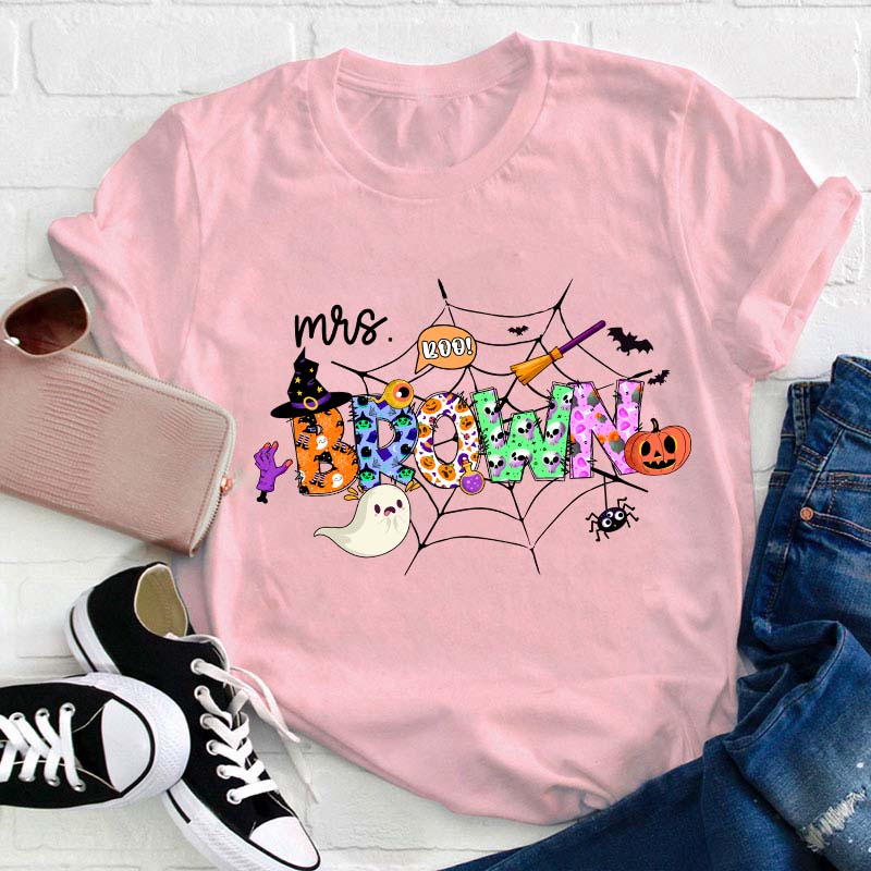 Personalized Name Halloween Crew Teacher T-Shirt