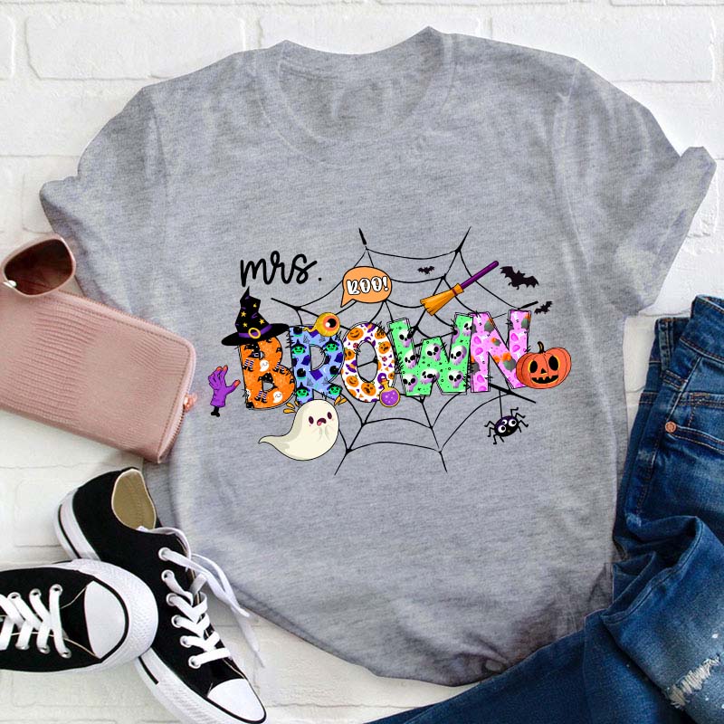 Personalized Name Halloween Crew Teacher T-Shirt