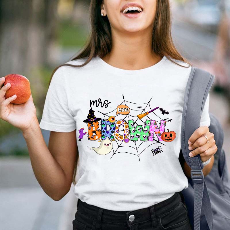 Personalized Name Halloween Crew Teacher T-Shirt