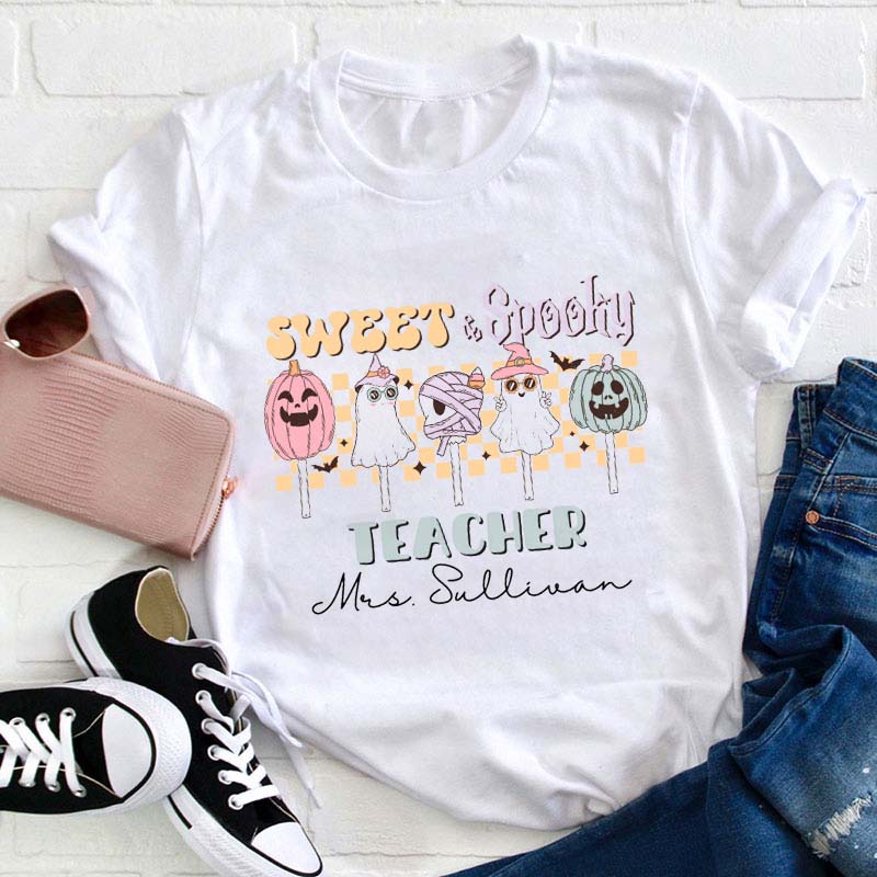 Personalized Name Sweet Spooky Teacher T-Shirt