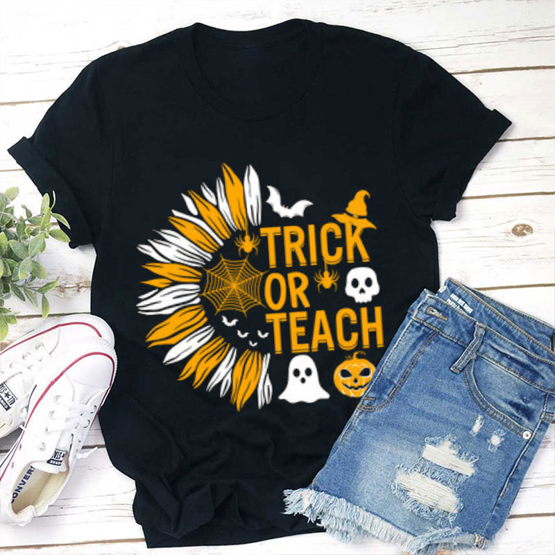 Trick Or Teach Sunflower Teacher T-Shirt