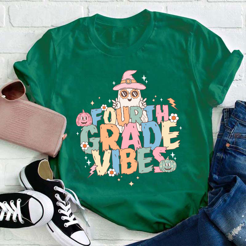 Personalized Grade Boo Vibe Teacher T-Shirt