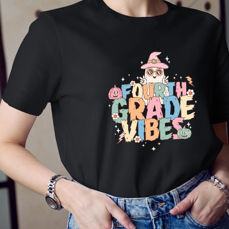 Personalized Grade Boo Vibe Teacher T-Shirt