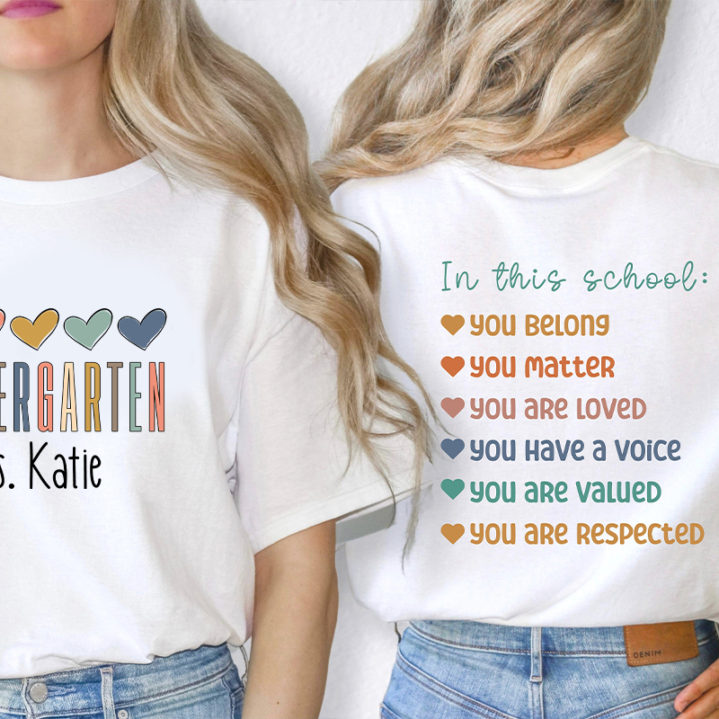 Personalized Name In This School You Are Teacher Two Sided T-Shirt
