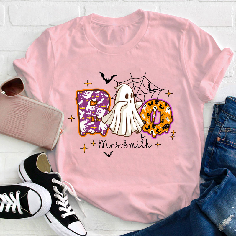 Personalized Name Boo Halloween Teacher T-Shirt