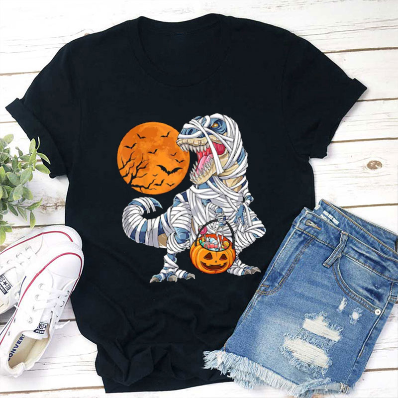 Happy Halloween Dinosaur Pumpkin Teacher T-Shirt