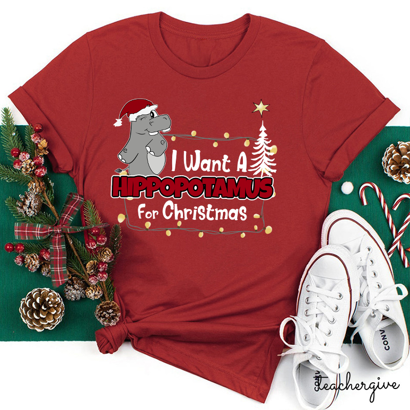 I Want A Hippopotamus For Christmas Teacher T-Shirt