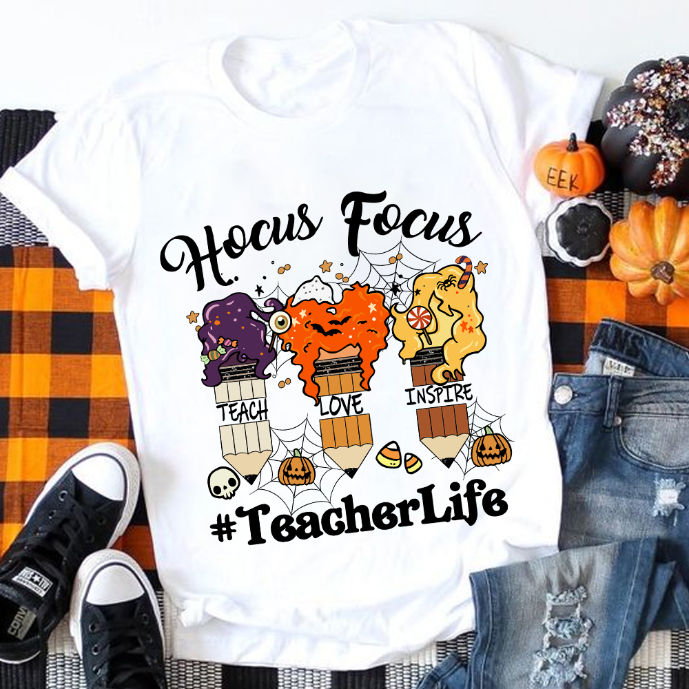 Hocus Pocus Pencil Teach Love Inspire Teacher T-Shirt