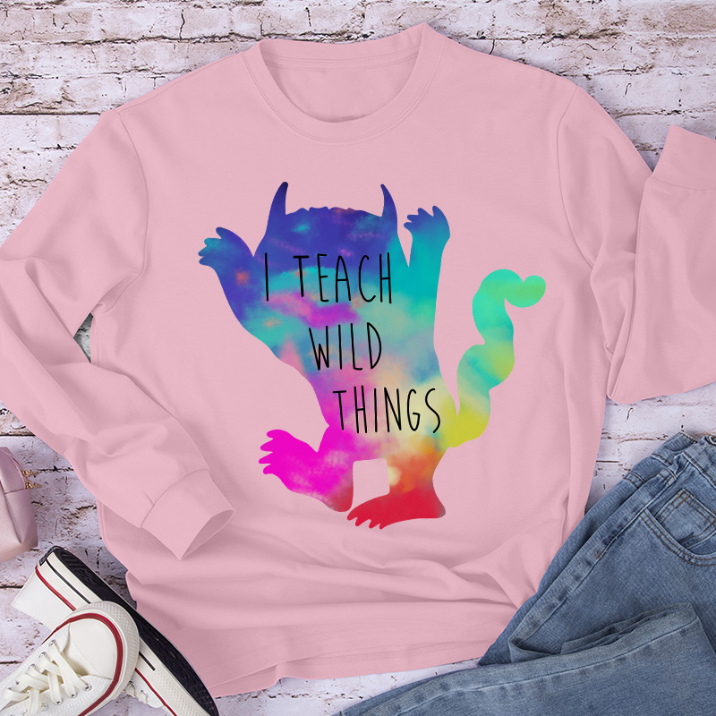 I Teach Wild Things Monster Teacher Long Sleeve T-Shirt