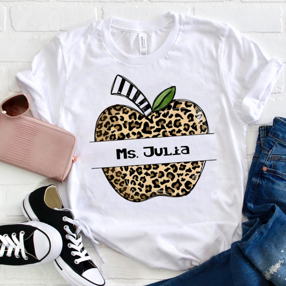 Personalized Leopard Print Apple T-Shirt
