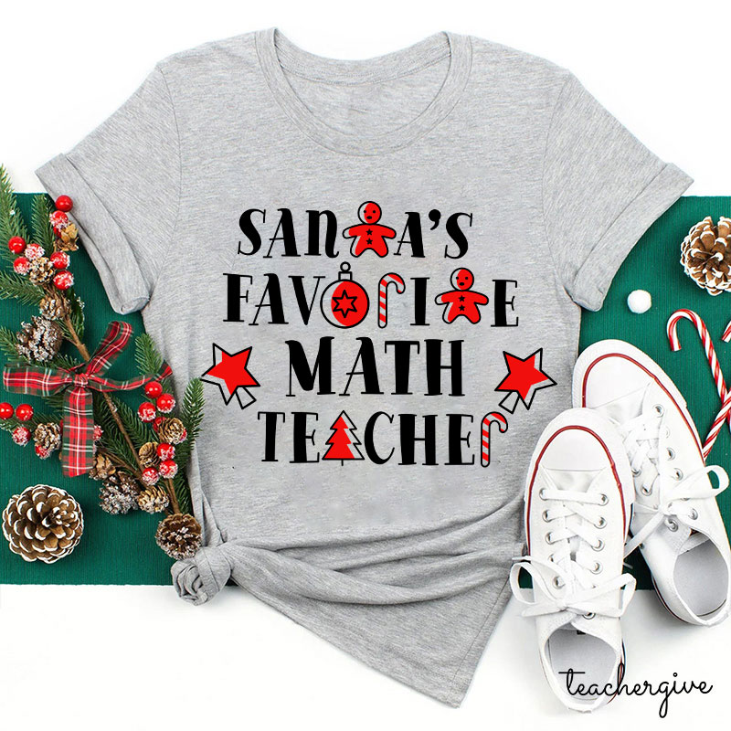 Santa's Favorite Math Teacher Loves Black And Red Teacher T-Shirt