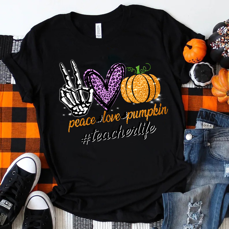 Peace Love Shining Pumpkin T-Shirt