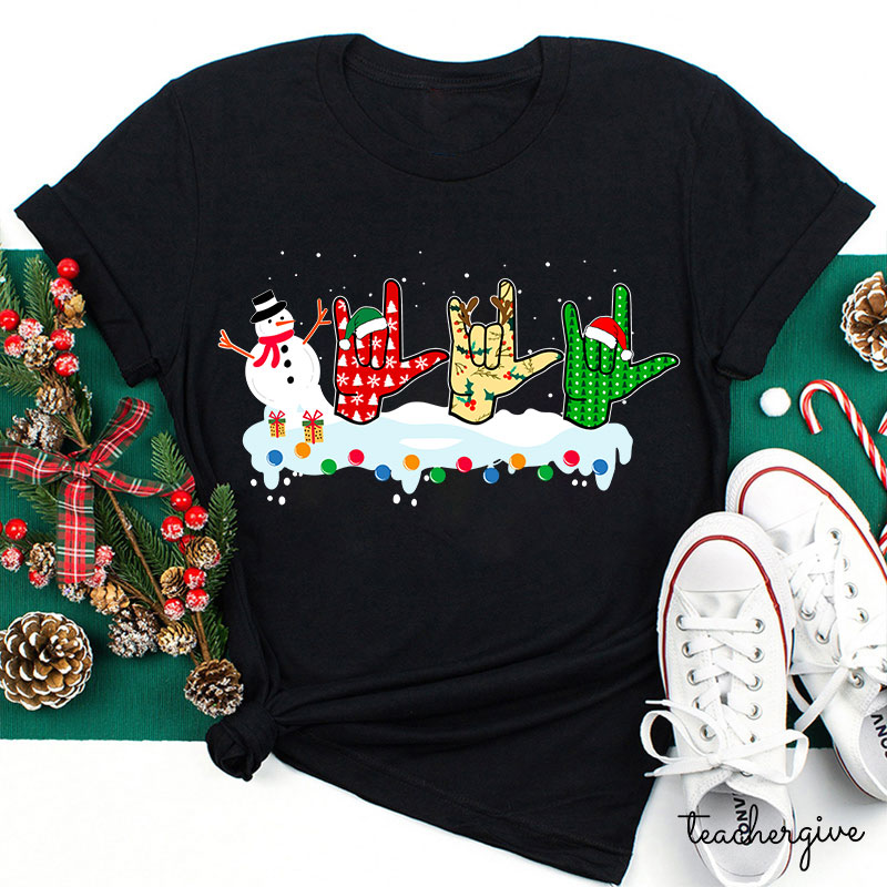 Rock And Roll With Christmas Teacher T-Shirt