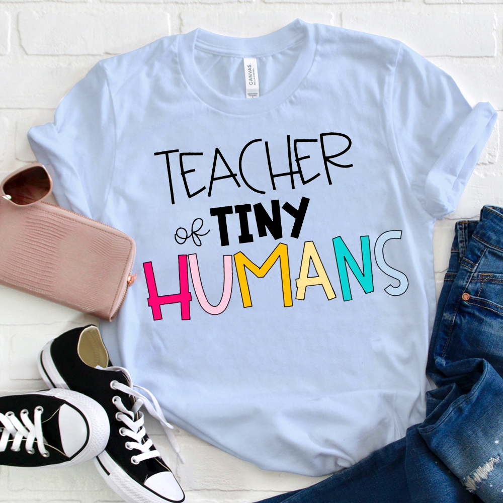 Teacher Of Tiny Humans Rainbow Letter T-Shirt