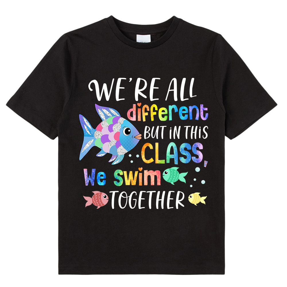 We're All Different but In This Class We Swim Together Kids T-Shirt