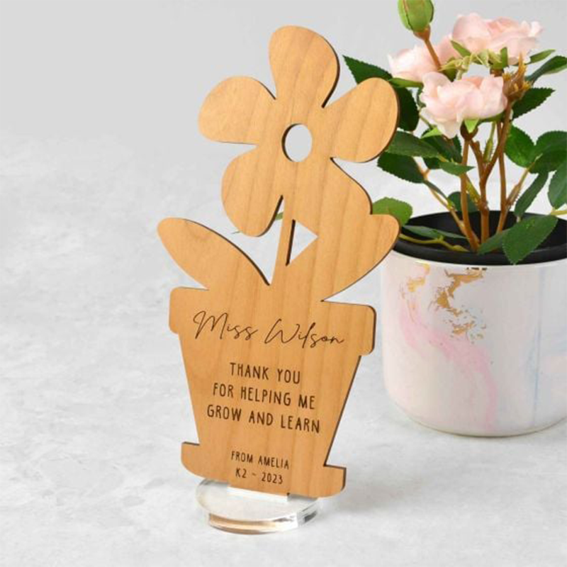Personalized Wooden Teacher Pot Plant Plaque