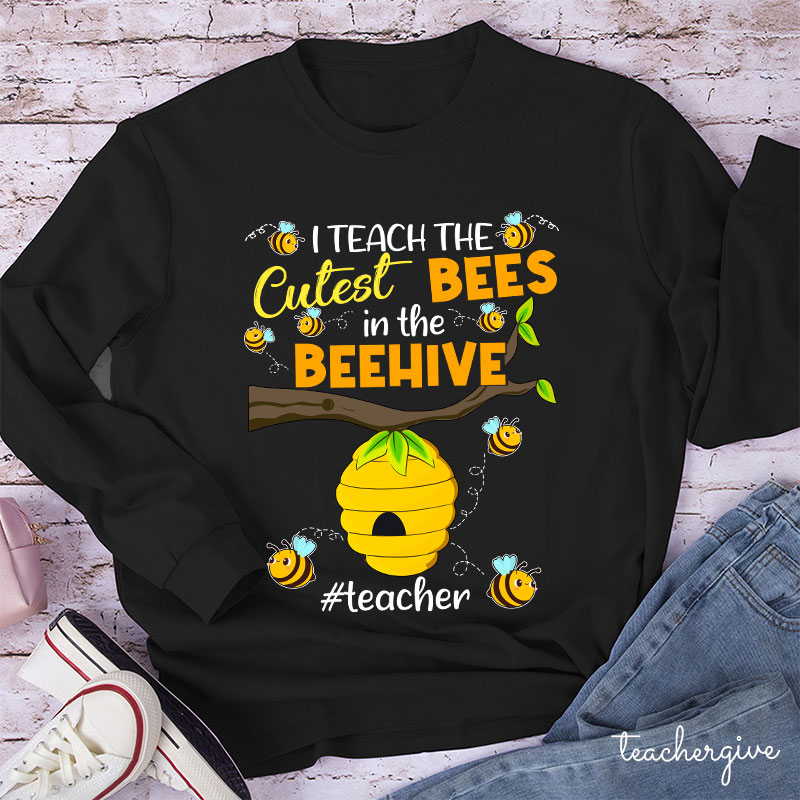 I Teach The Cuetest Bees Teacher Long Sleeve T-Shirt