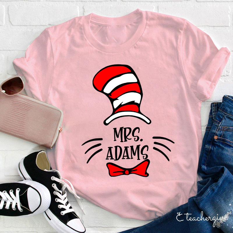 Personalized Teacher Name Cat T-Shirt