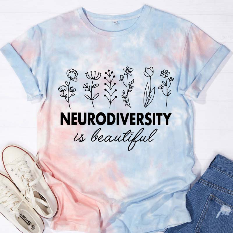 Neurodiversity Is Beautiful Teacher Tie-dye T-Shirt